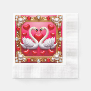 Romantische Hochzeitsschwäne, gerahmt von aufwendi Serviette