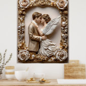 Romantische Hochzeitsszene mit Angelic Couple Poster (Küche)