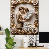 Romantische Hochzeitsszene mit Angelic Couple Poster (Heimbüro)