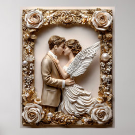 Romantische Hochzeitsszene mit Angelic Couple Poster