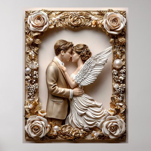 Romantische Hochzeitsszene mit Angelic Couple Poster (Vorne)