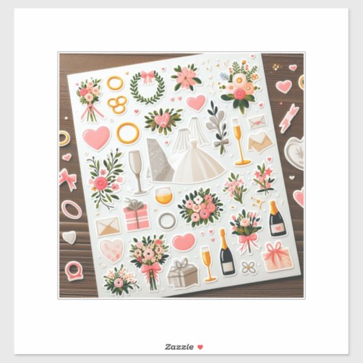 "Romantische Hochzeitsticker" Aufkleber (Blatt)