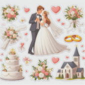 Romantische Hochzeitsticker" Aufkleber (Vorderseite)