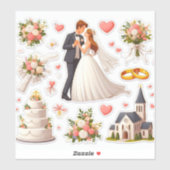 Romantische Hochzeitsticker" Aufkleber (Blatt)