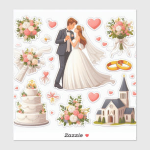 Romantische Hochzeitsticker" Aufkleber