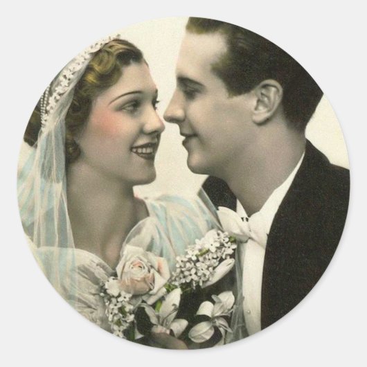 Romantische Hochzeitsticker Runder Aufkleber (Vorderseite)