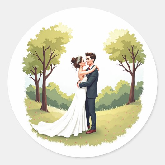 Romantische Hochzeitsticker Runder Aufkleber (Vorderseite)