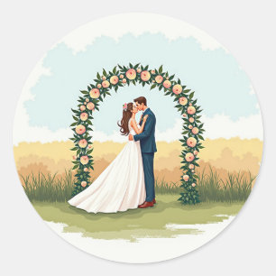 Romantische Hochzeitsticker Runder Aufkleber