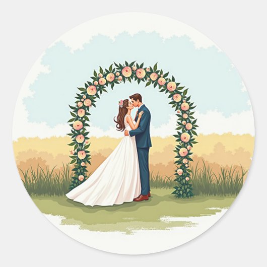 Romantische Hochzeitsticker Runder Aufkleber (Vorderseite)