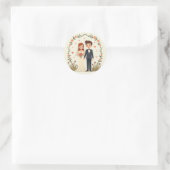 Romantische Hochzeitsticker Runder Aufkleber (Tasche)