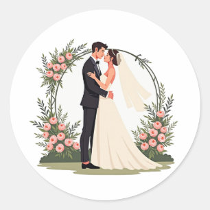 Romantische Hochzeitsticker Runder Aufkleber