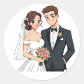 Romantische Hochzeitsticker Runder Aufkleber (Vorderseite)