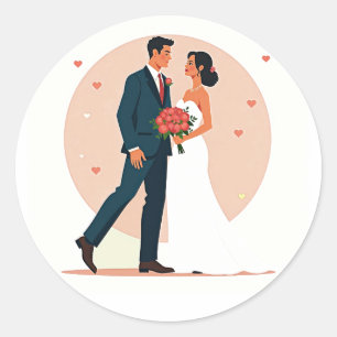 Romantische Hochzeitstickerei Runder Aufkleber