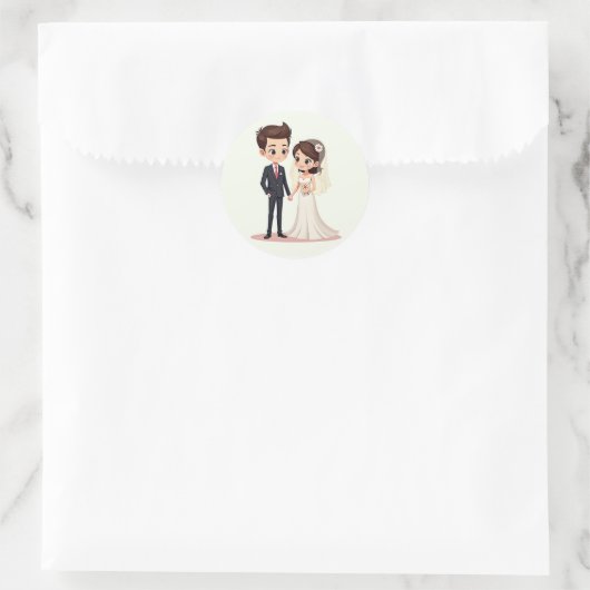 Romantische Hochzeitstickerei Runder Aufkleber (Tasche)