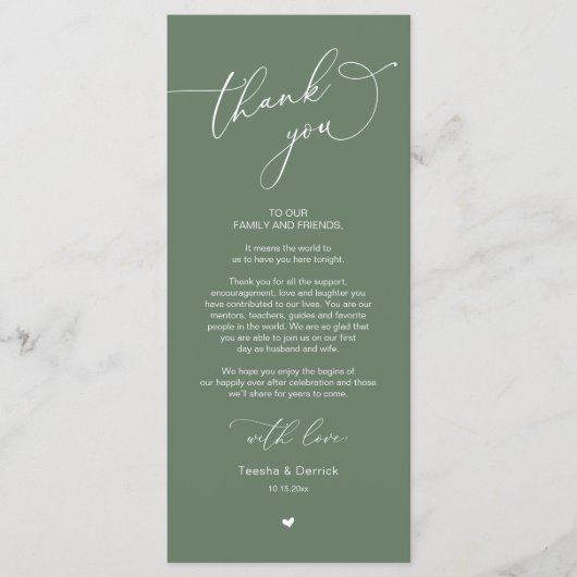 Romantische Hochzeitsumgebung Dankeschön Karte (Vorderseite)