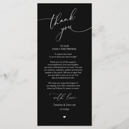 Romantische Hochzeitsumgebung Dankeschön Karte (Vorderseite)