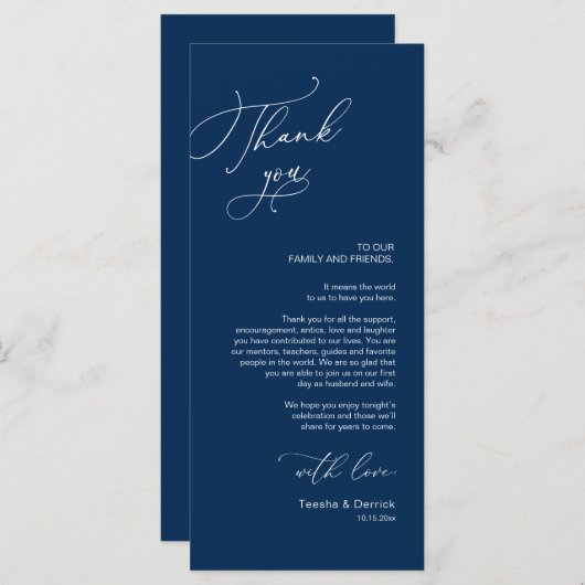 Romantische Hochzeitsumgebung Dankeschön Karte (Vorne/Hinten)