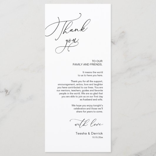 Romantische Hochzeitsumgebung Dankeschön Karte (Vorderseite)