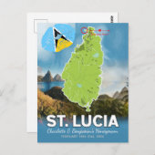 Romantische Honeymoon Caribbean St Lucia Karte (Vorne/Hinten)