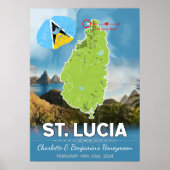 Romantische Honeymoon Caribbean St Lucia Karte Poster (Vorne)