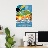 Romantische Honeymoon New Providence Bahamas Map Poster (Heimbüro)