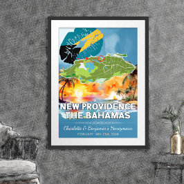 Romantische Honeymoon New Providence Bahamas Map Poster