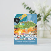 Romantische Honeymoon New Providence Bahamas Map Postkarte (Stehend Vorderseite)