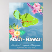 Romantische Honeymoon Vacation Maui Hawaii Karte Poster (Vorne)