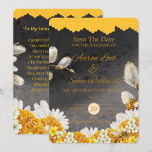 Romantische Honig-Blumen-Save-the-Date-Karte