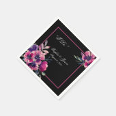 Romantische Hot Pink-Floral-Script-Hochzeit Serviette (Ecke)