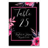 Romantische Hot Pink-Hübsche Blumenzettel Tischnummer (Rückseite)