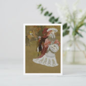 Romantische, Hübsche Frau, Mode, Vintag Postkarte (Stehend Vorderseite)