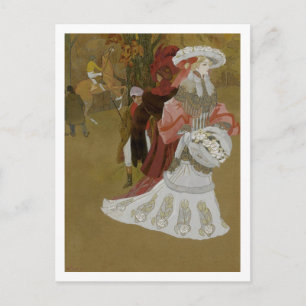 Romantische, Hübsche Frau, Mode, Vintag Postkarte