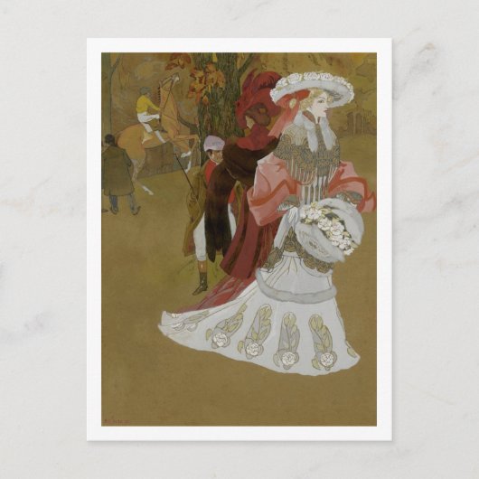 Romantische, Hübsche Frau, Mode, Vintag Postkarte (Vorderseite)