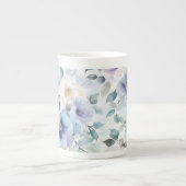 Romantische Hübsche Lavendel Lila weiße Blume Porzellantasse (Vorderseite)