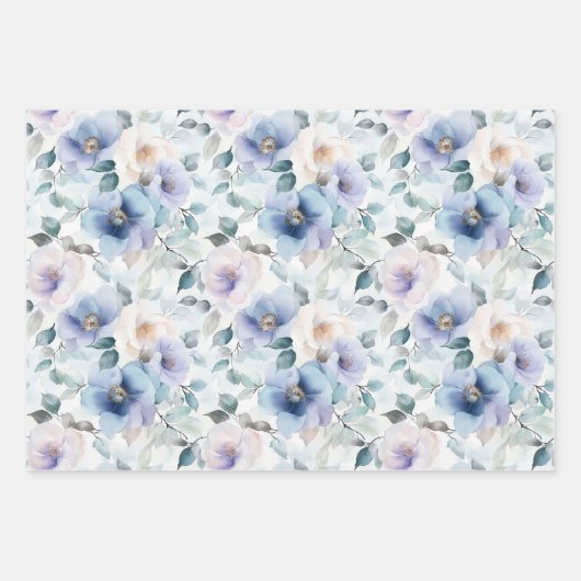 Romantische Hübsche Lavendel Weiße Blume Geschenkpapier Set (Vorderseite 2)