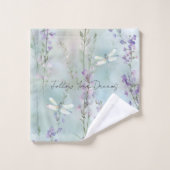 Romantische hübsche Lavendelblumen Libellen Badhandtuch Set (Waschlappen)
