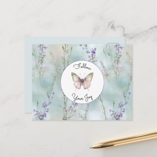 Romantische hübsche Lavendelblumen Postkarte (Vorderseite/Rückseite Beispiel)