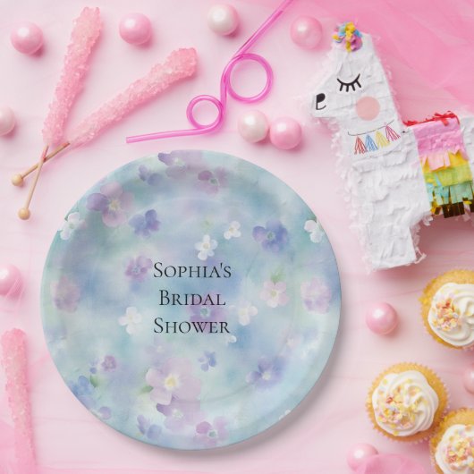 Romantische Hübsche Lila Blume Brautparty Pappteller (Party)