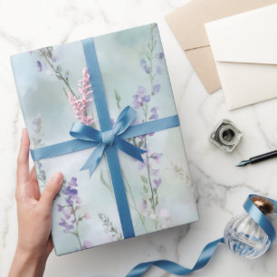 Romantische hübsche lila Blumenhochzeit Geschenkpapier