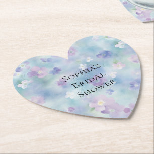 Romantische hübsche lila weiße Blumen Brautdusche Untersetzer