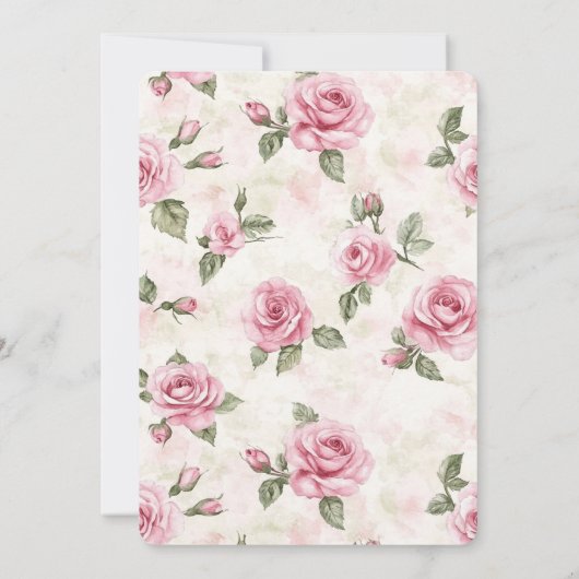 Romantische Hübsche Rosenblütenhochzeit Einladung (Rückseite)