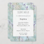 Romantische Hübsche violette Blumen Geburtstag Einladung (Vorne/Hinten)