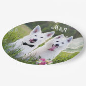 Romantische Hunde verheiratet Pappteller (Schrägansicht)