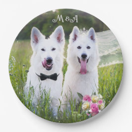 Romantische Hunde verheiratet Pappteller