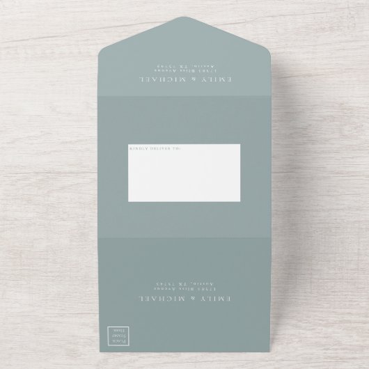 Romantische Hütte Blume Blush Blue Sage All In One Einladung (Außenbereich)