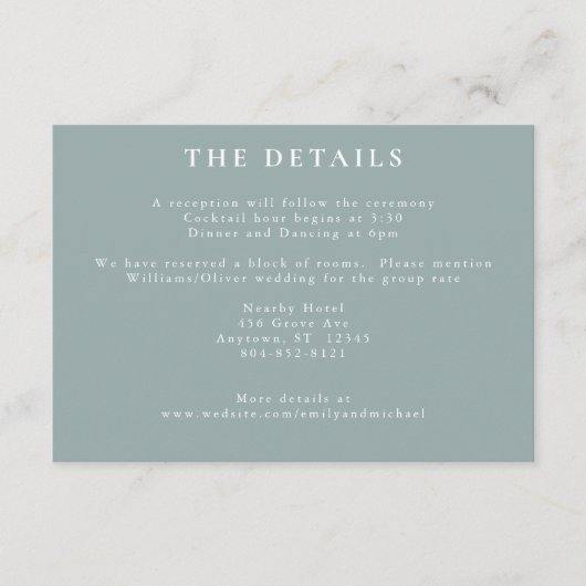 Romantische Hütte Blume Blush Blue Sage Begleitkarte (Vorderseite)