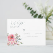 Romantische Hütte Blume Blush Blue Sage RSVP Card Karte (Stehend Vorderseite)