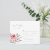 Romantische Hütte Blume Blush Blue Sage RSVP Karte (Stehend Vorderseite)