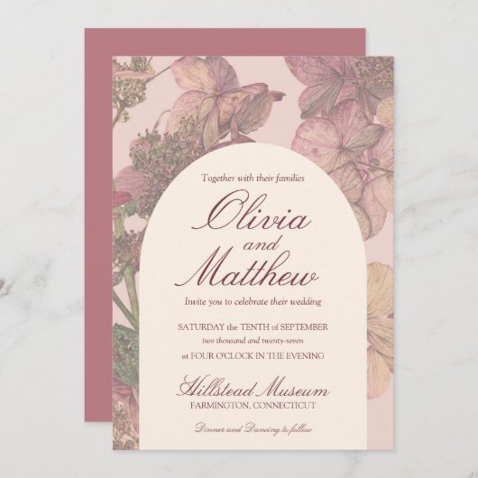 Romantische Hydrangea Hochzeit Einladung (Vorne/Hinten)